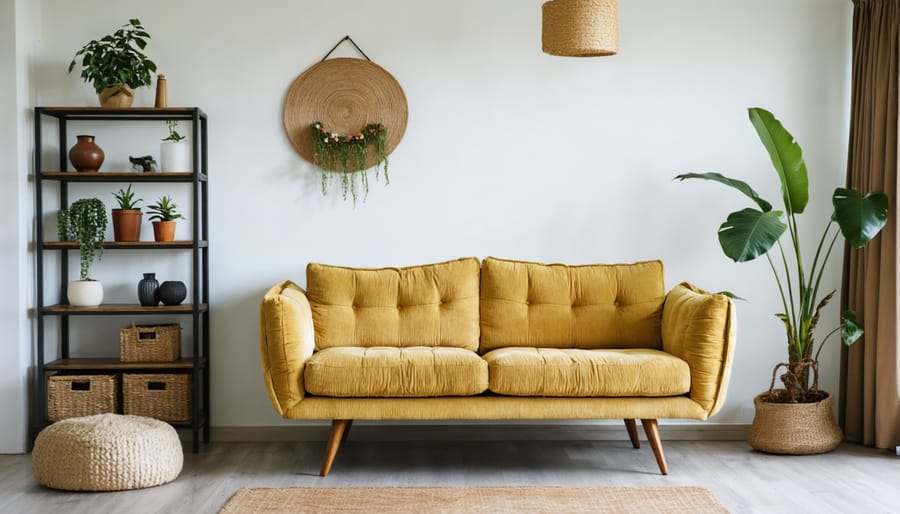 Contemporary living room with vintage elements showing perfect balance between old and new styles