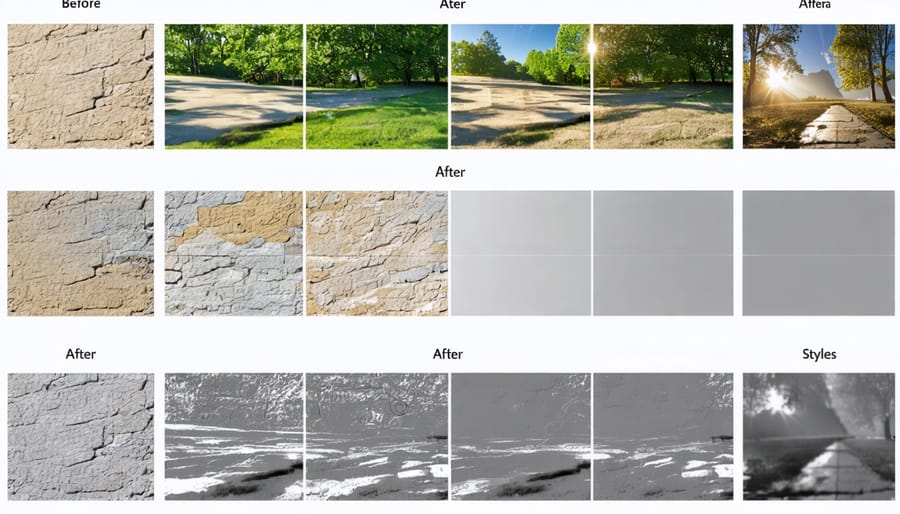 Split image showing a corner space before and after mixing Scandinavian and bohemian styles