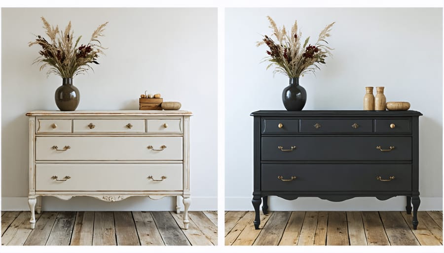 Upcycled vintage dresser showing transformation with contemporary elements