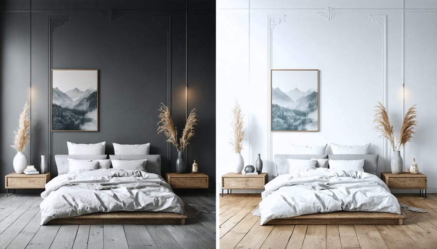 Comparison between virtual 3D tour and real-life room photography
