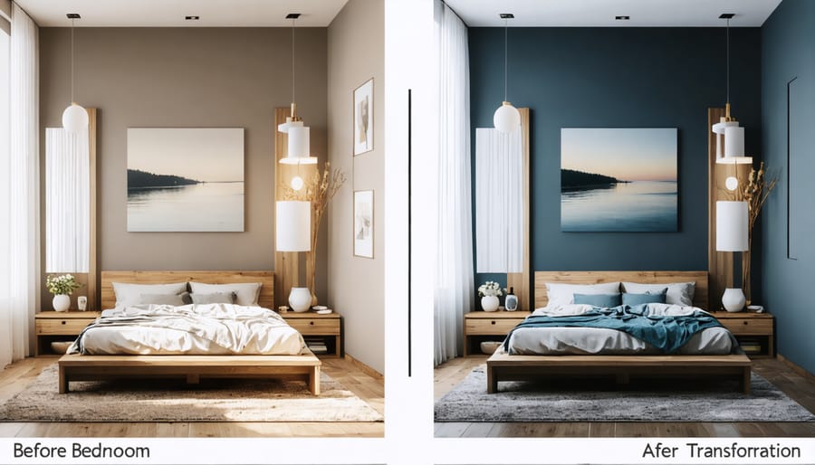 Before and after zen minimalist bedroom transformation
