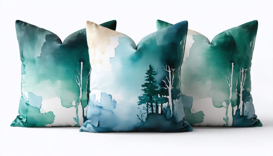 Collection of colorful DIY throw pillows with custom painted designs