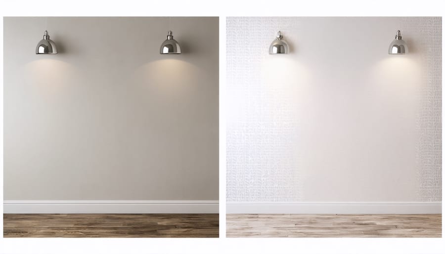 DIY wall transformation with 80s Art Deco-inspired wallpaper and lighting