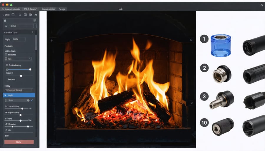 Sequential photos showing the stages of firebox construction from foundation to completion