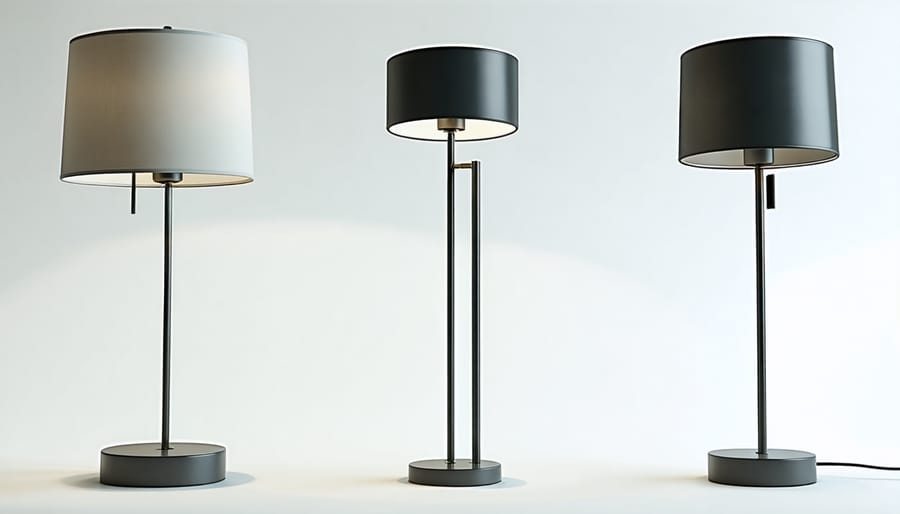 Variety of contemporary 3-way lamps showing different design styles and sizes