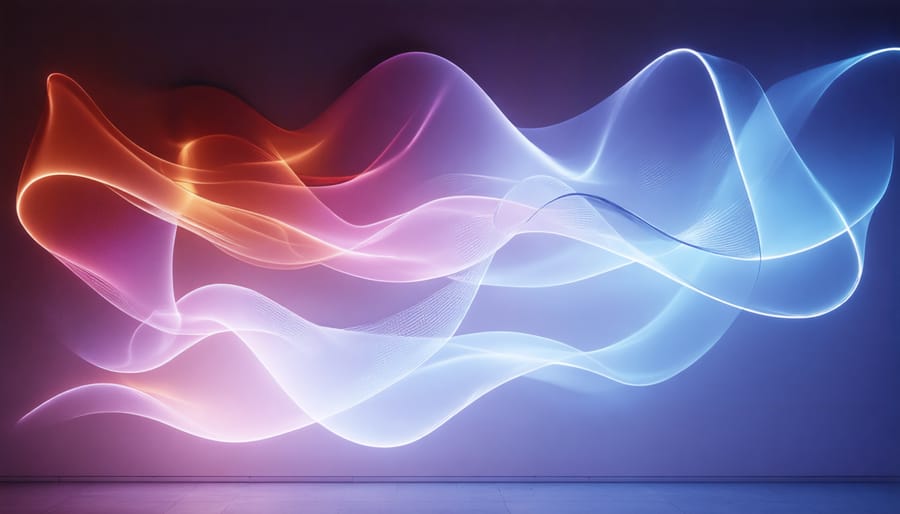 Interactive LED light sculpture creating patterns in response to movement