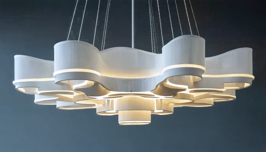 Decorative 4-foot LED light fixture with artistic sculptural elements