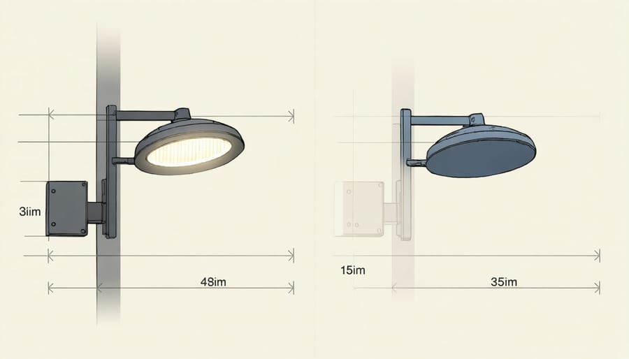 Illustrated diagram showing the installation process for Z-Wave outdoor lighting system components