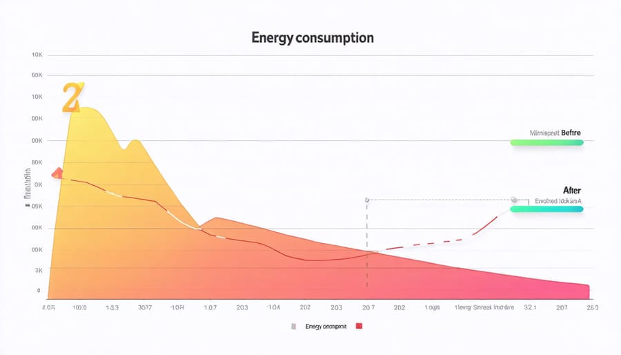 Comparative chart demonstrating reduced energy consumption after Z-Wave monitor implementation