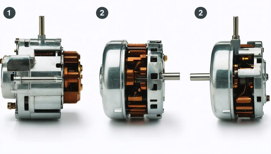 Sequential photos demonstrating attic fan motor replacement steps