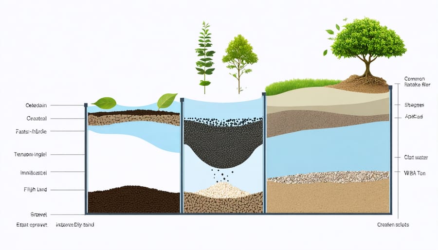 Layered diagram showing the components of a homemade water filter system