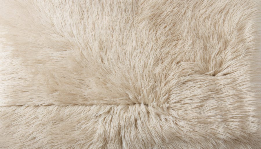 Microscopic view of polypropylene rug fibers showing synthetic material structure