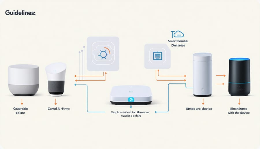 Network diagram of smart home devices compatible with AI climate control