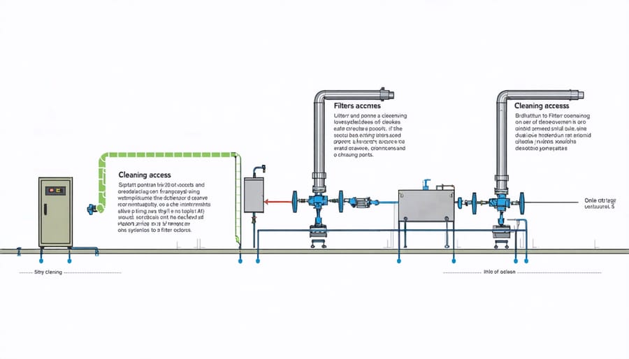 Maintenance diagram highlighting key areas for cleaning and monitoring filter performance