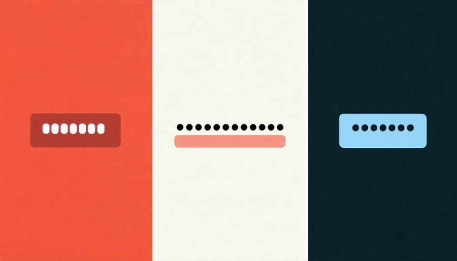 Password strength comparison chart showing weak and strong password examples