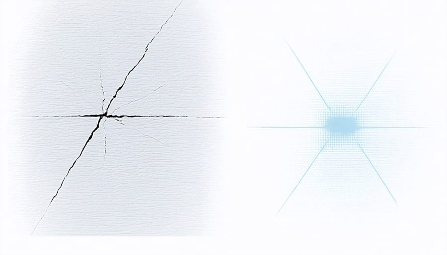 Side-by-side comparison showing scratched surface healing itself over time