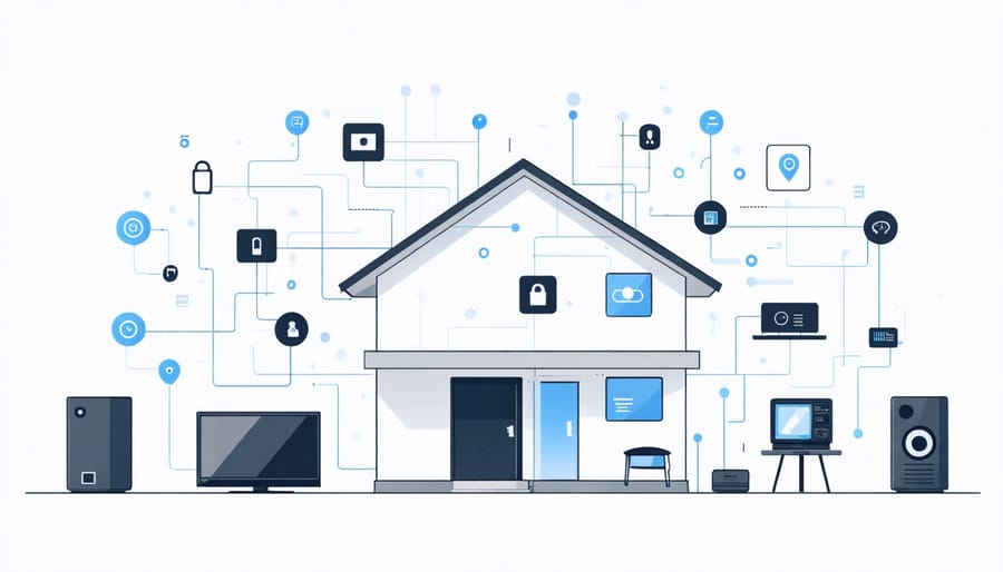 Diagram of a smart home showing connected devices and security weak points