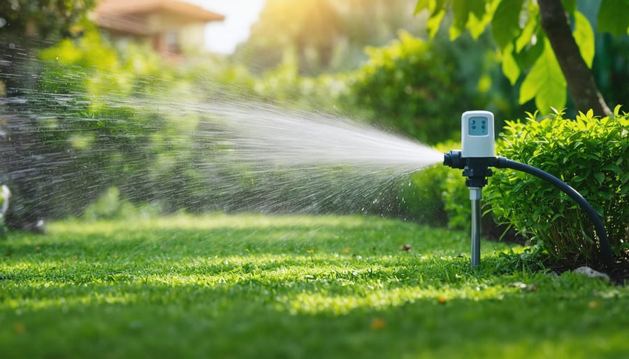 Automated irrigation system with smart controls in an eco-friendly garden