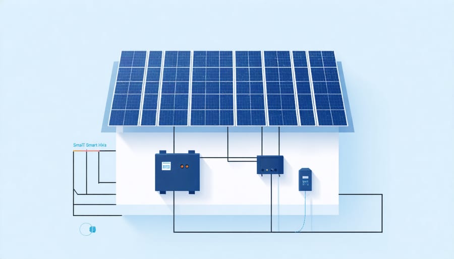 Rooftop solar panels with smart energy management display interface