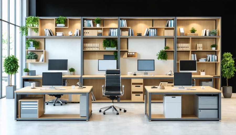 Eco-friendly modular office furniture showcasing sustainable materials