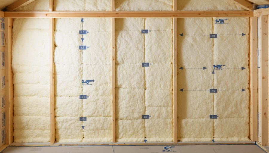 Professional installer demonstrating proper wool insulation installation in residential wall cavity