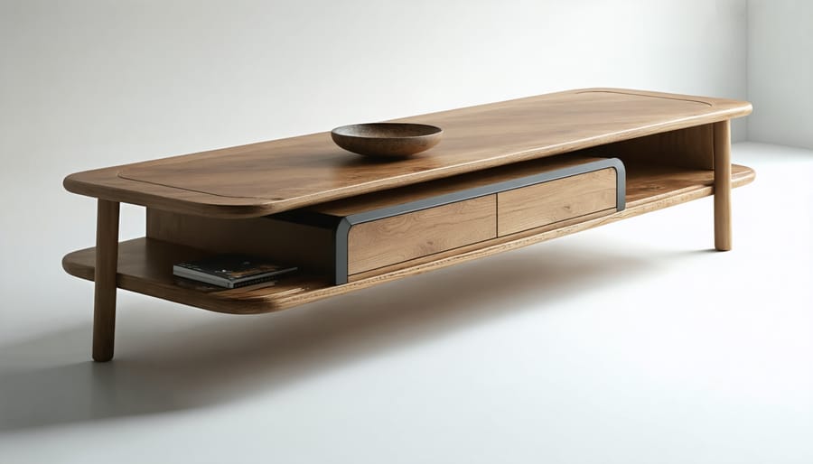 Modern wooden furniture with integrated LED lighting elements
