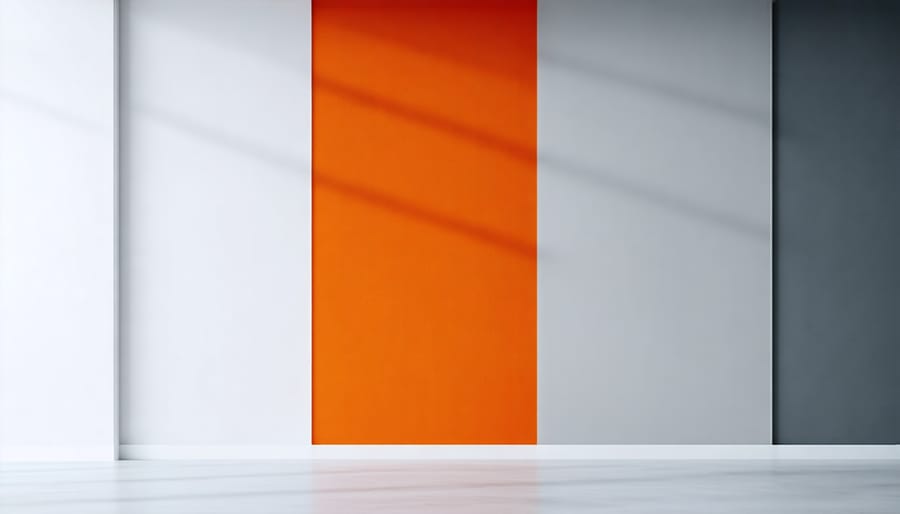Comparison of five different paint finishes showing increasing levels of shine