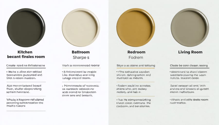 Room-by-room guide showing optimal paint finishes for different areas of the home