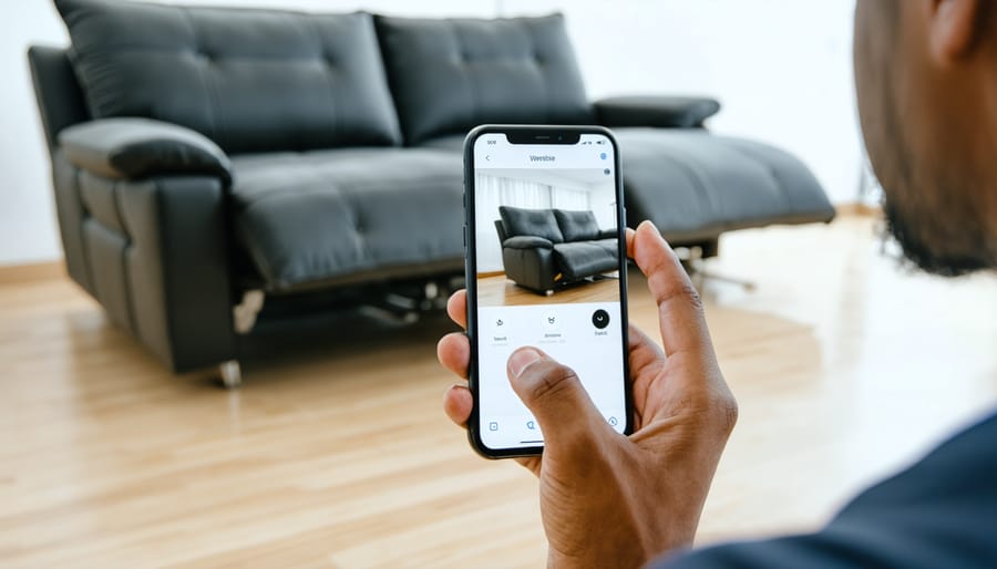 Smart furniture control interface on mobile device showing automation features