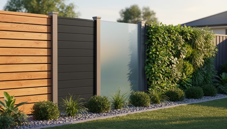 Comparison of cedar wood, metal, and composite privacy screen materials
