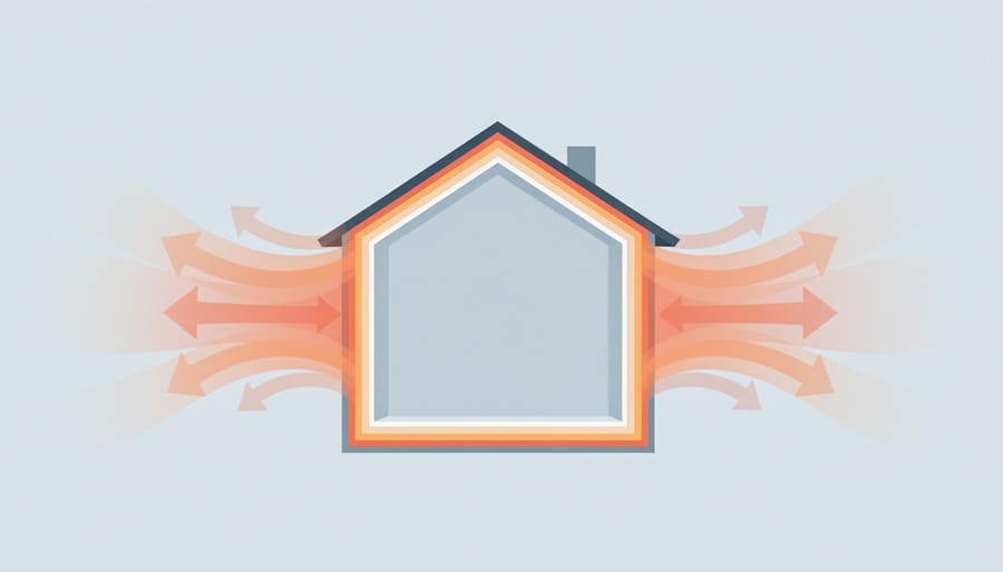 Thermal imaging of home exterior wall showing heat loss through inadequate insulation