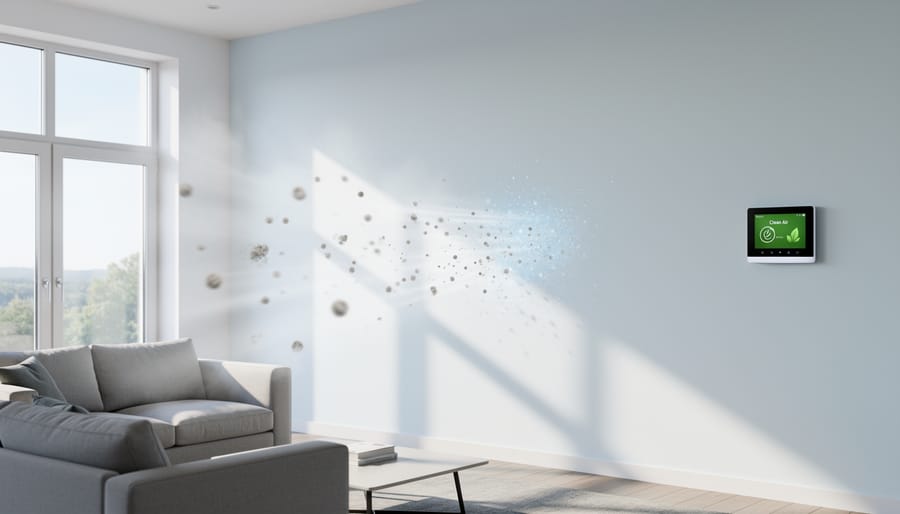 Close-up of modern interior wall with air-purifying low-emissivity coating