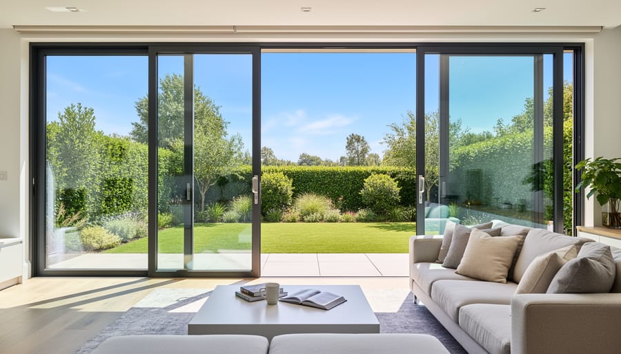 Contemporary home window with low-emissivity coating allowing natural light into living space